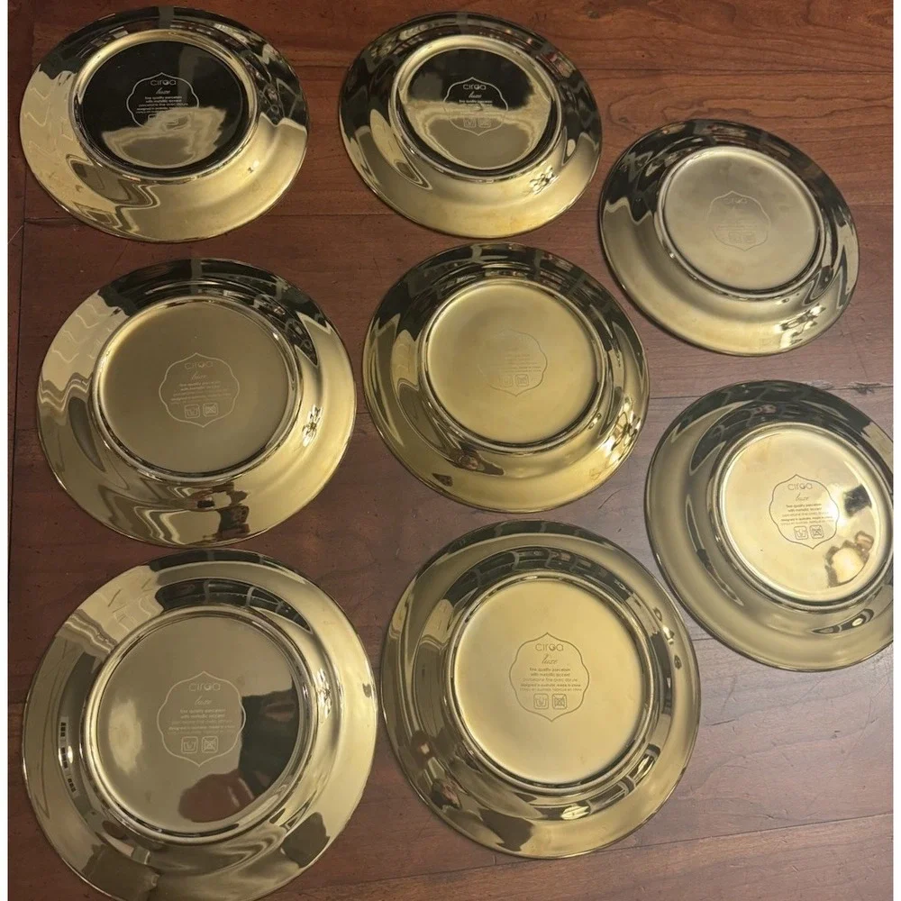 Set of 8‎ Ciroa Luxe Gold Salad Dessert Plates C9AC9A18